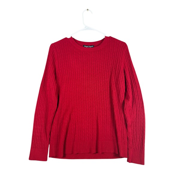 Designers Originals Sweaters - Designers Originals Luxelon Red Cable Knit Crewneck Sweater Womens Large L